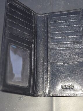 ELIZO Black Leather  Card Holder Black Wallet